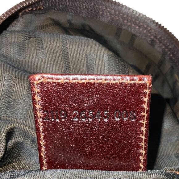 Fendi FF Zucca Print Cosmetic Pouch Clutch Bag Leather Accents - Picture 7 of 16